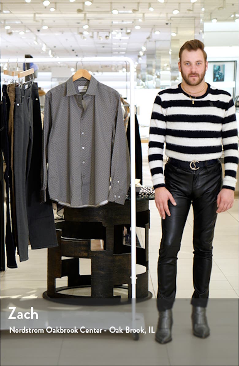 Julian Shaped Fit Basketweave Print Button-Up Shirt, sales video thumbnail