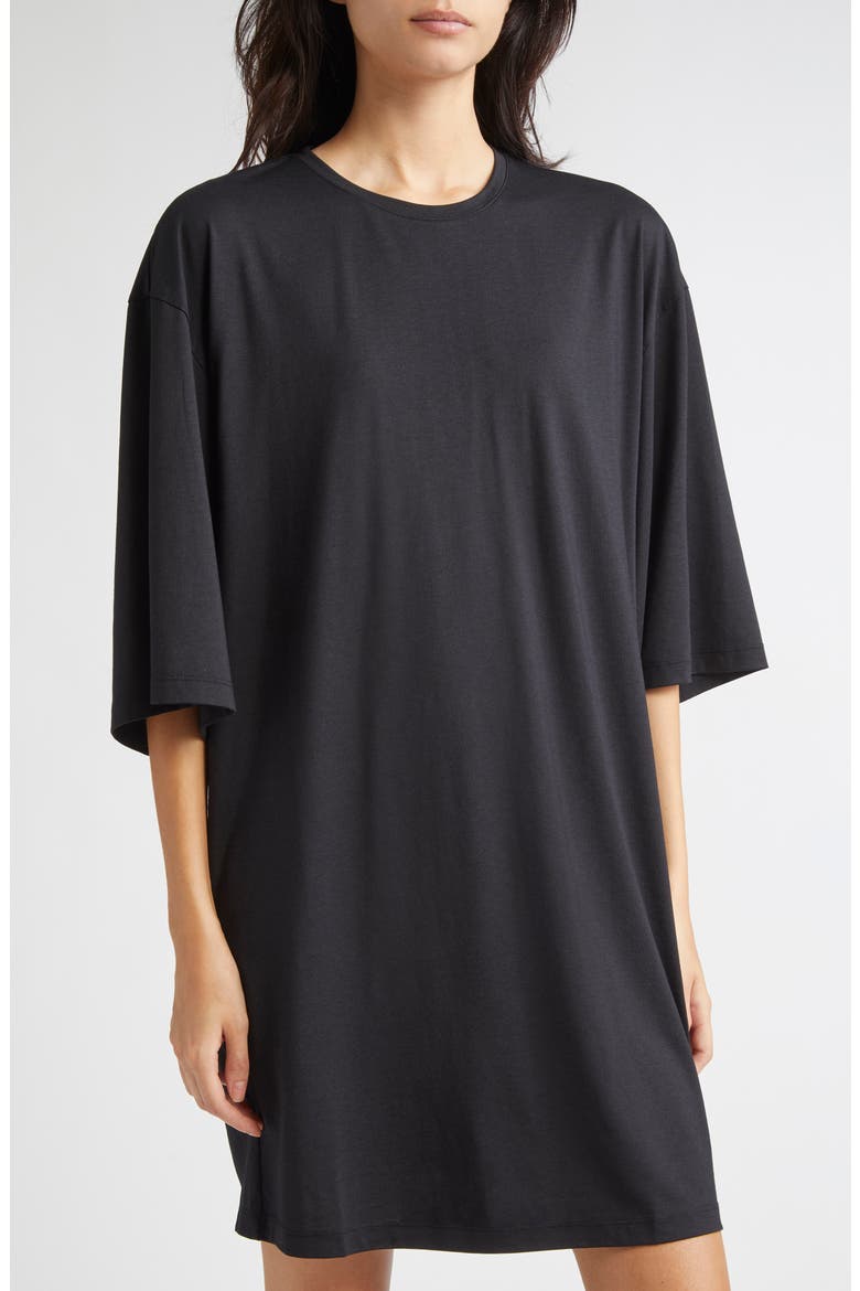 Relaxed Jersey T-Shirt Dress, Alternate, color, BLACK