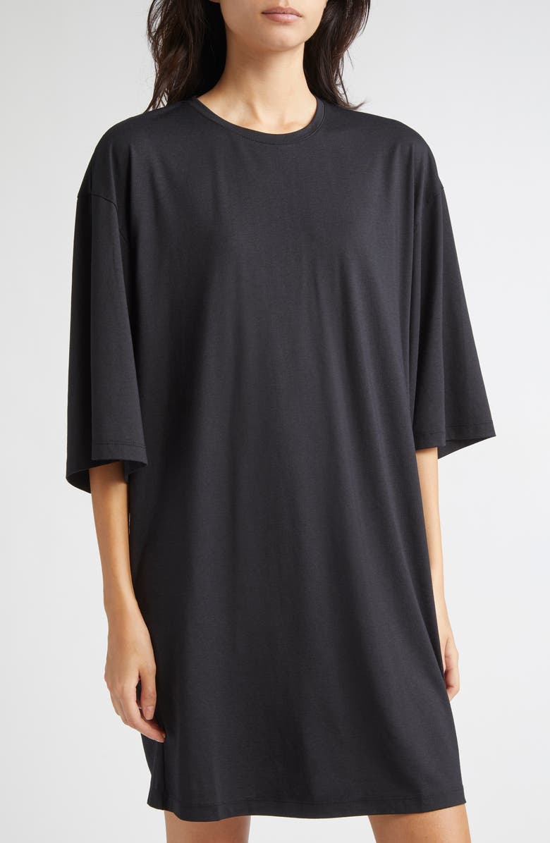 TOTEME Relaxed Jersey T-Shirt Dress, Alternate, color, Black