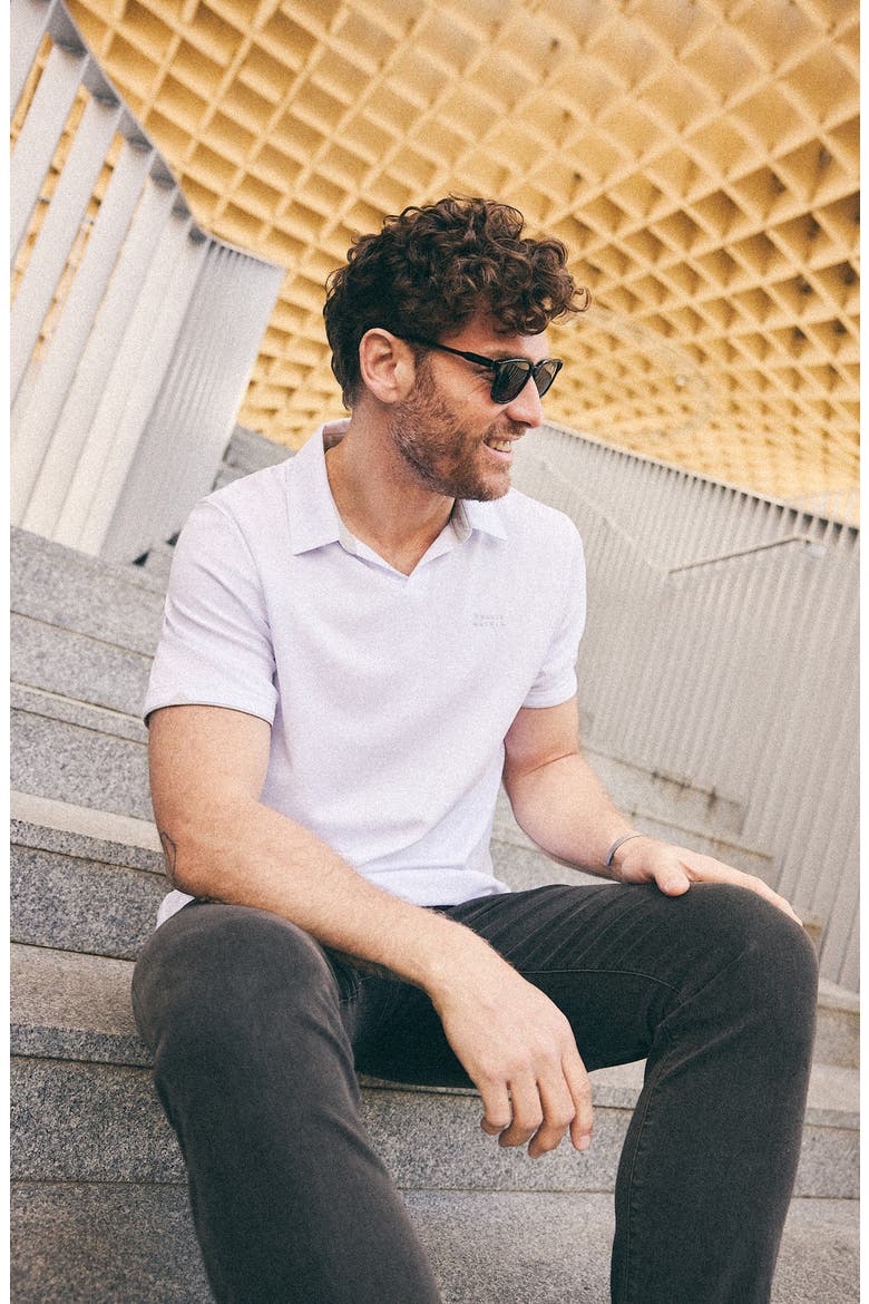 Late At Night Stretch Knit Polo, Alternate, color, WHITE