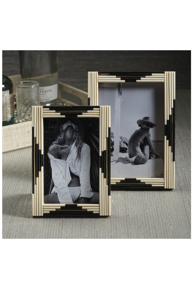 Menora Piped Photo Frame, Alternate, color, IVORY/ BLACK
