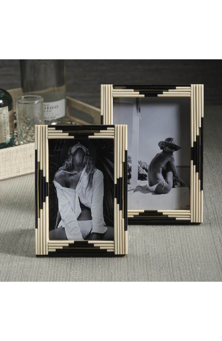 Zodax Menora Piped Photo Frame, Alternate, color, Ivory/ Black