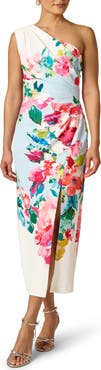 Adrianna Papell One-Shoulder Border Gown