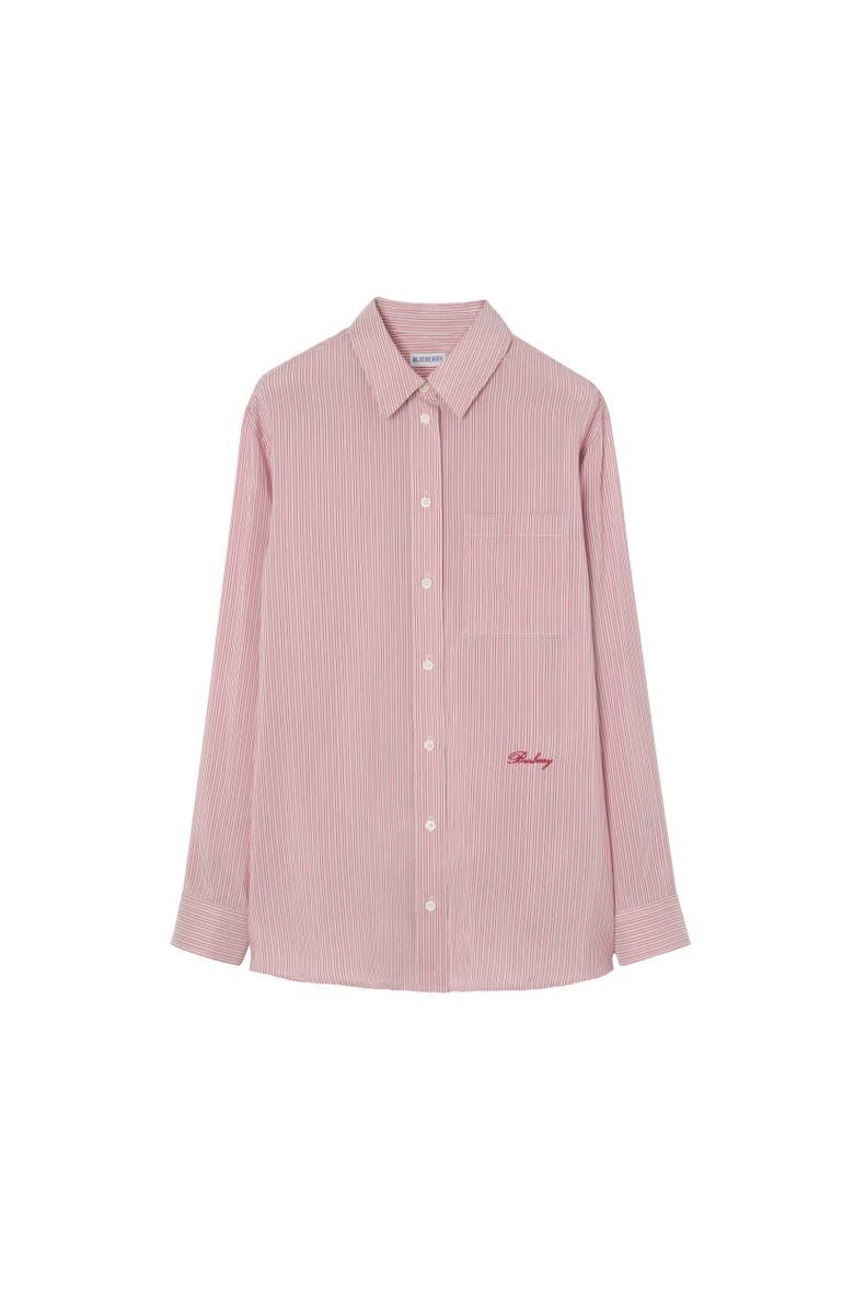 Burberry Relaxed Fit Striped Silk Shirt, Alternate, color,