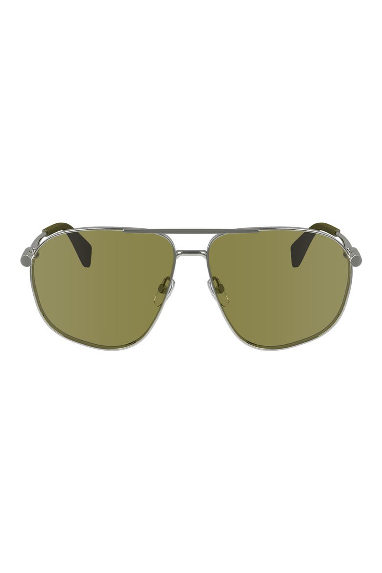59mm Sequence Aviator Sunglasses, Main, color, SILVER/ OLIVEDNU