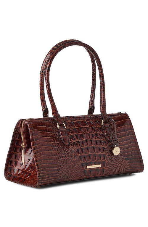 Brahmin Sophia Croc Embossed Leather Satchel In Brown