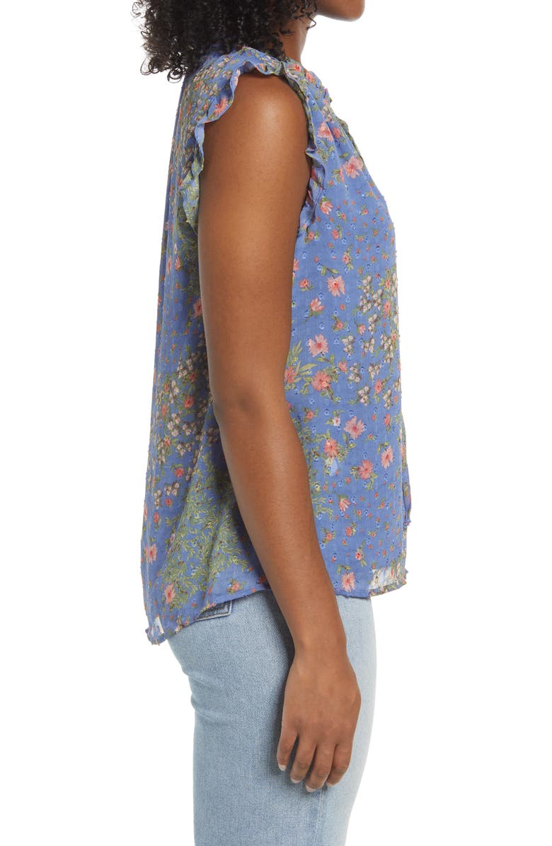 GIBSONLOOK Ruffle Tie Neck Floral Blouse, Alternate, color, 