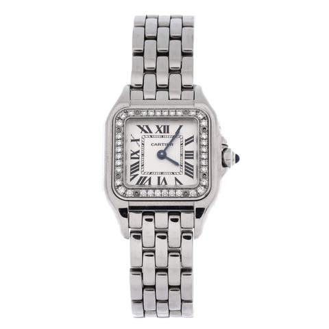 Panthere de Cartier Quartz Watch Stainless Steel with Diamond Bezel 22