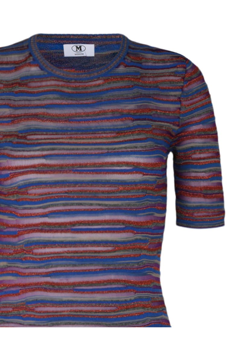 M Missoni Stripe Short Sleeve Wool Blend Knit Dress, Alternate, color, Multi Purple Red Blue Grey