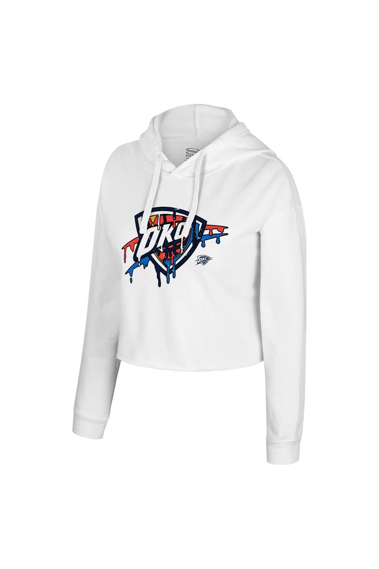 Women's Stadium Essentials White Oklahoma City Thunder Ice Cream Cropped Hoodie, Alternate, color, White