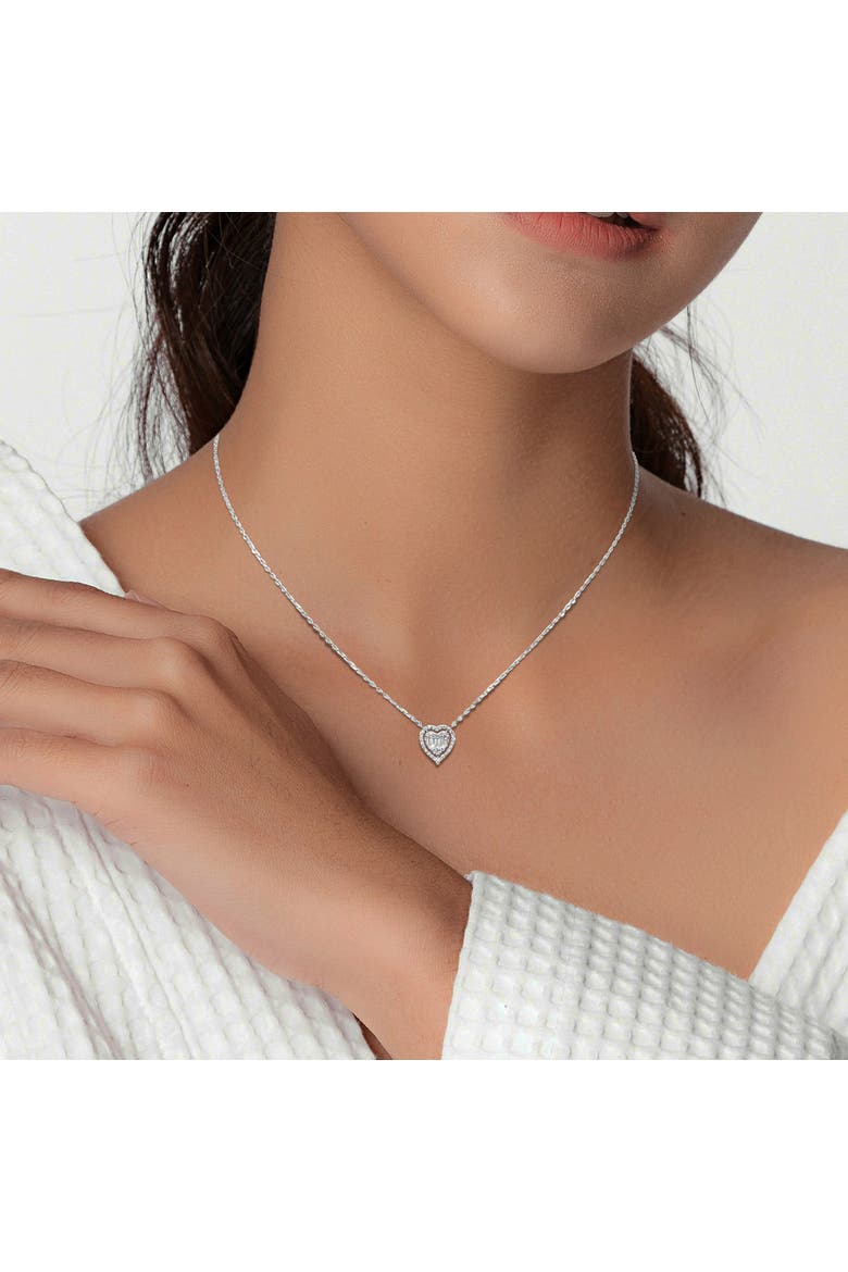 1/4 CTW Diamond Heart Halo Necklace 14k, Alternate, color, 14k White Gold