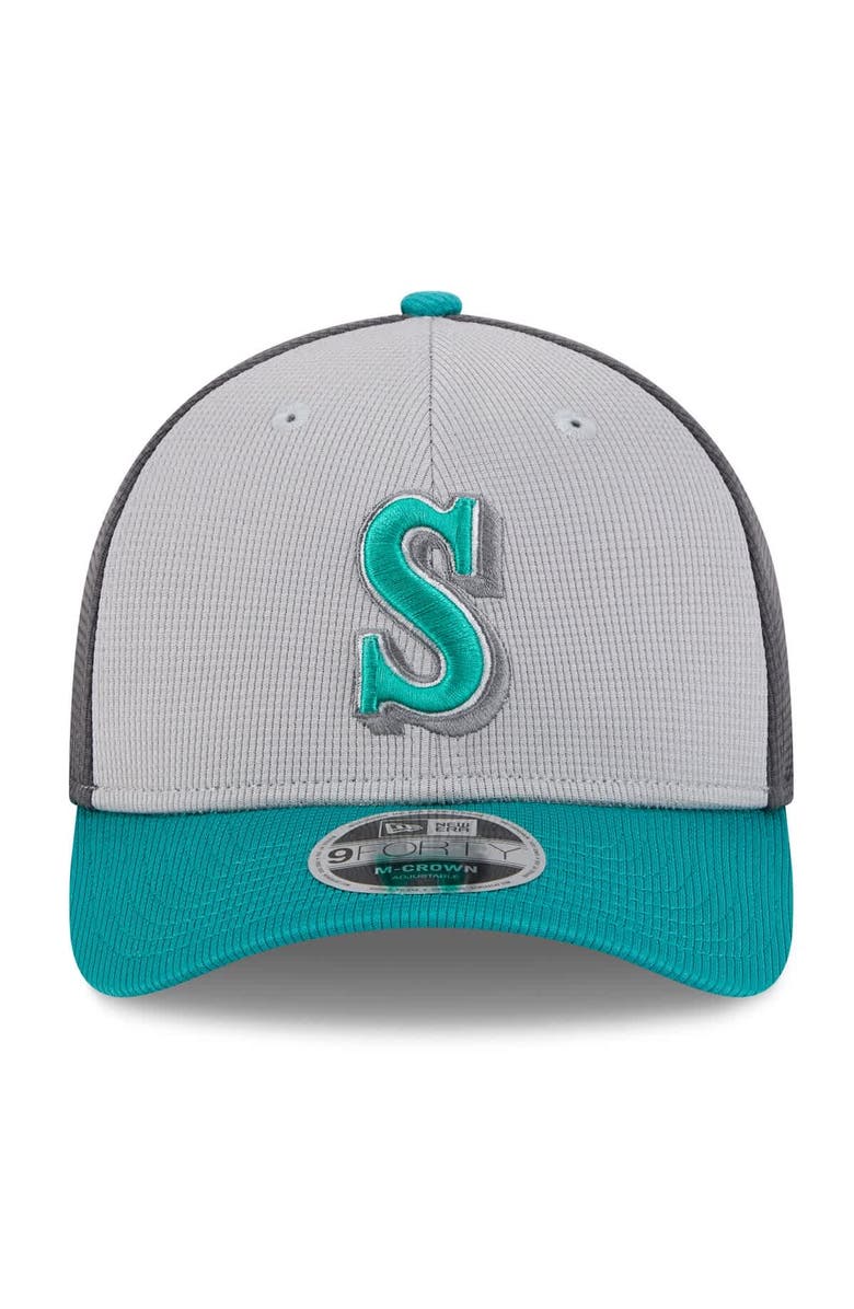 New Era Men's New Era  Gray/Aqua Seattle Mariners 2025 Batting Practice 9FORTY M-Crown Adjustable Hat, Alternate, color, 