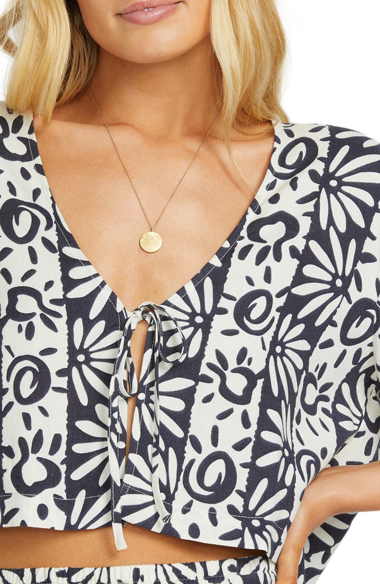 Billabong Sunflower Tie Front Crop Top, Alternate, color, 