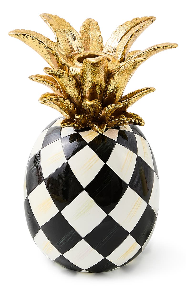 MACKENZIE CHILDS Marquee Pineapple Sculpture, Main, color, Black