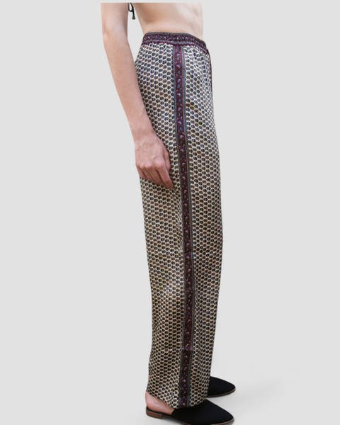 Embossed Botanical Crepe Pant