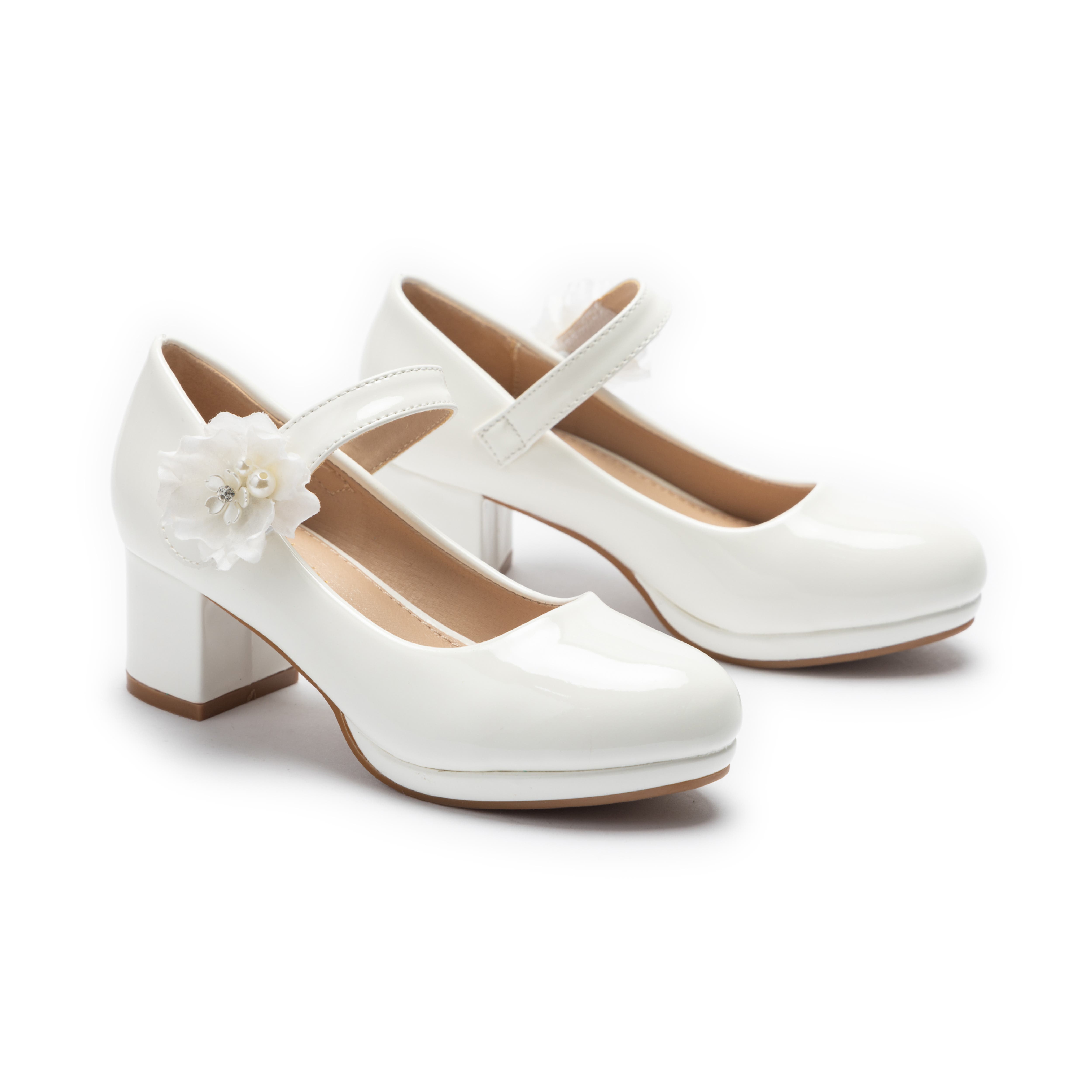 Evelisse Flower Mary Jane Shoes, Alternate, color, White