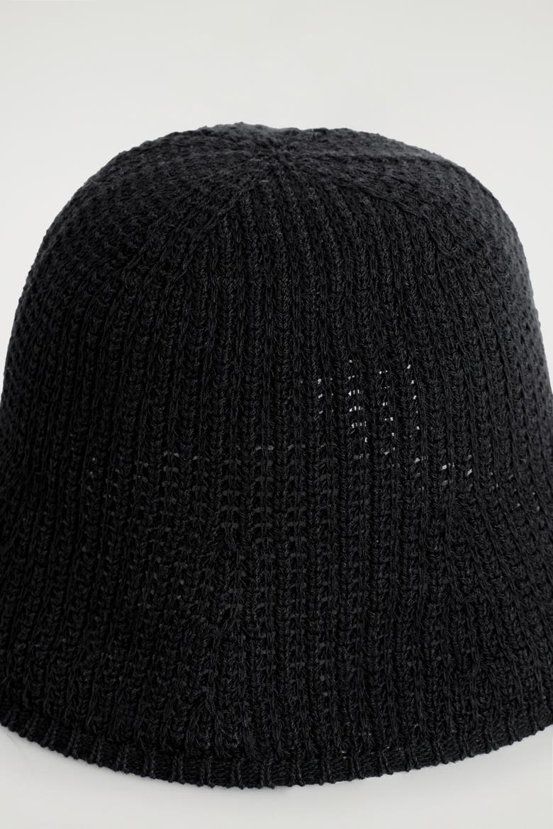Open-Knit Bucket Hat, Alternate, color, BLACK