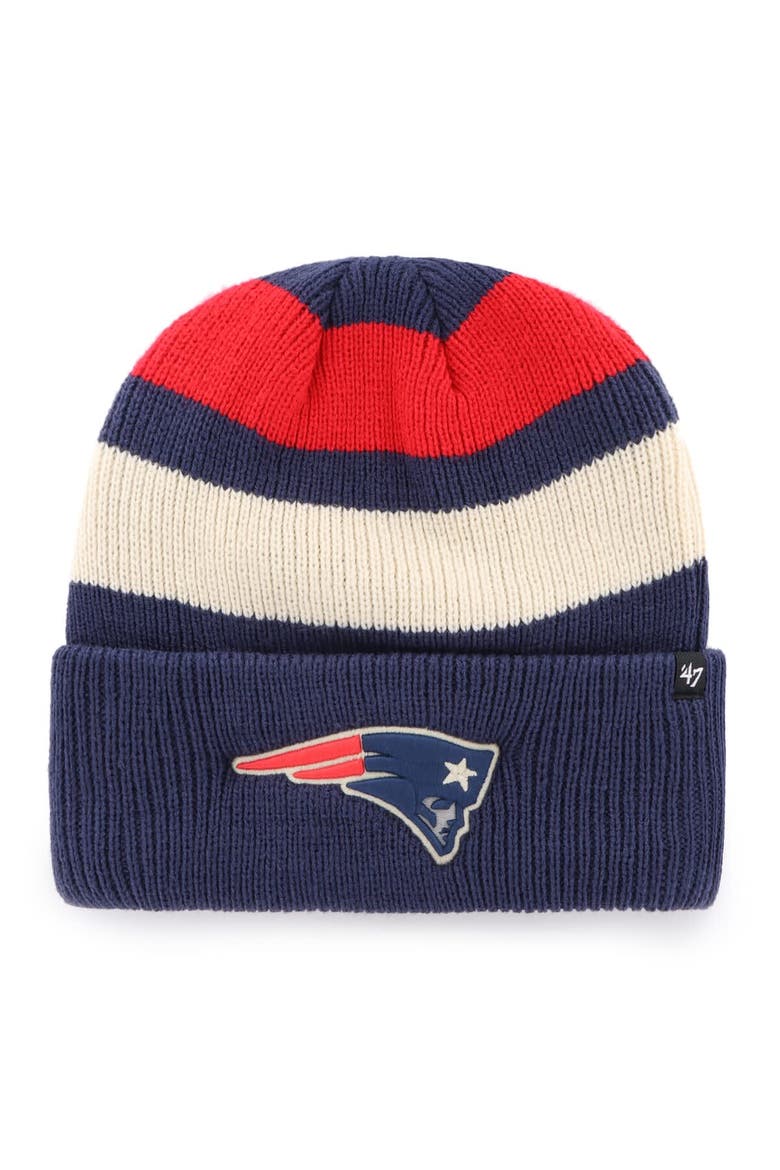 Men's '47  Navy New England Patriots Clubhouse Jennings Cuffed Knit Hat, Main, color, Navy