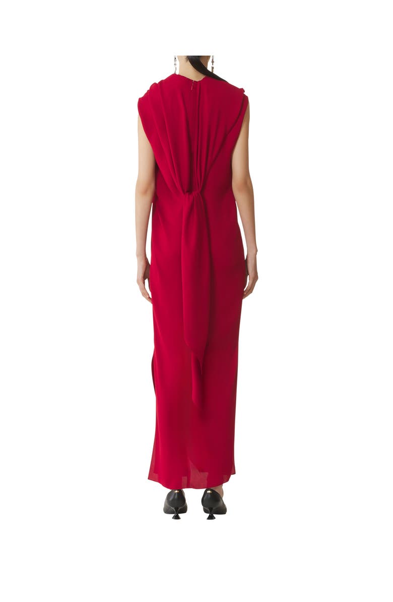 Lanvin Long Knotted Dress In Satin, Alternate, color, Red Anemone