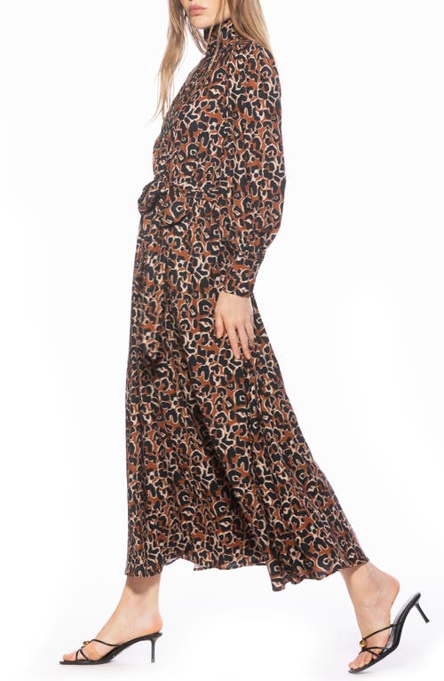 Alexia Admor Saliah Mockneck Blouson Sleeve Dress In Brown