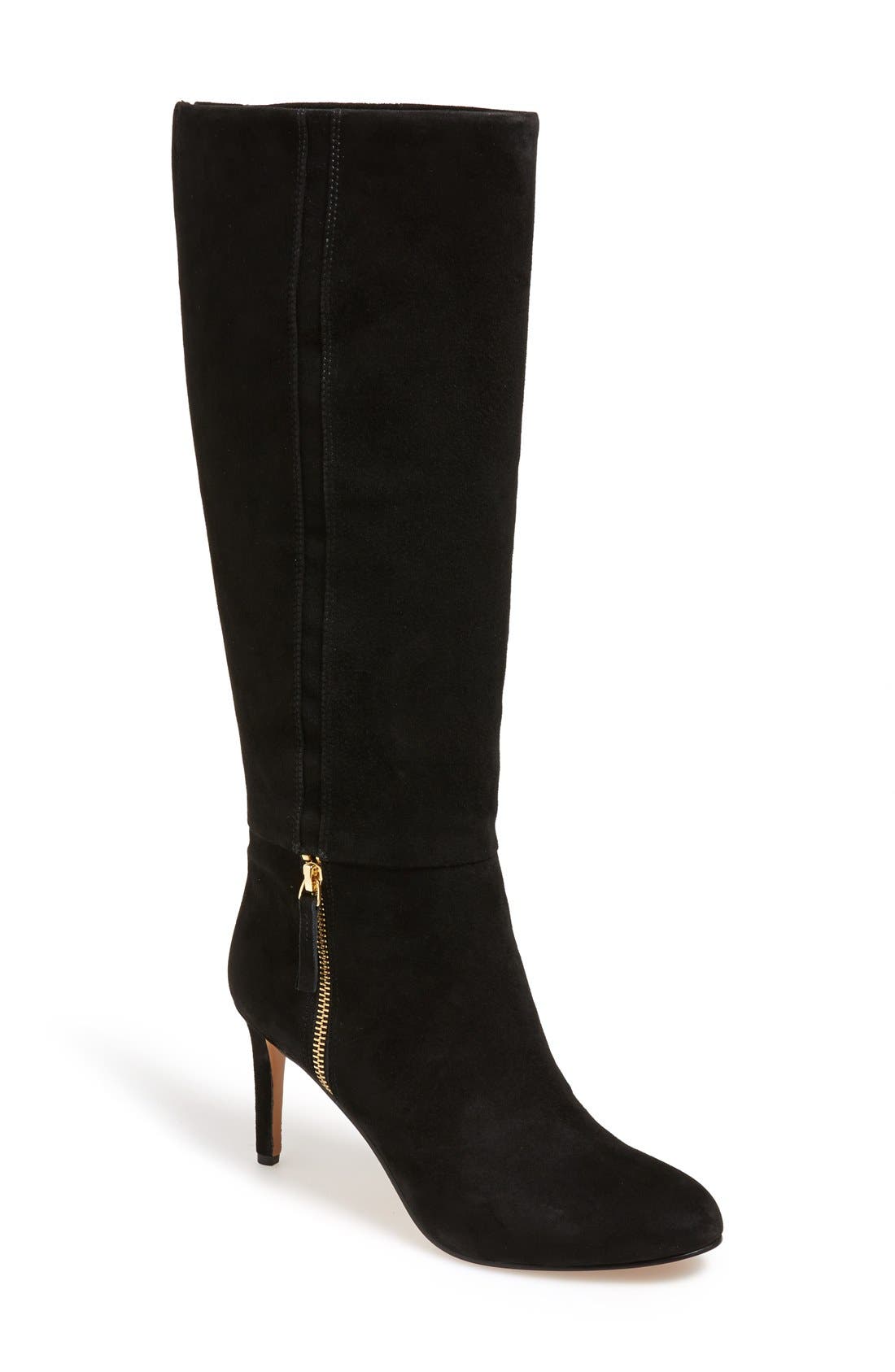 'Vintage' Tall Boot, Main, color, BLACK SUEDE