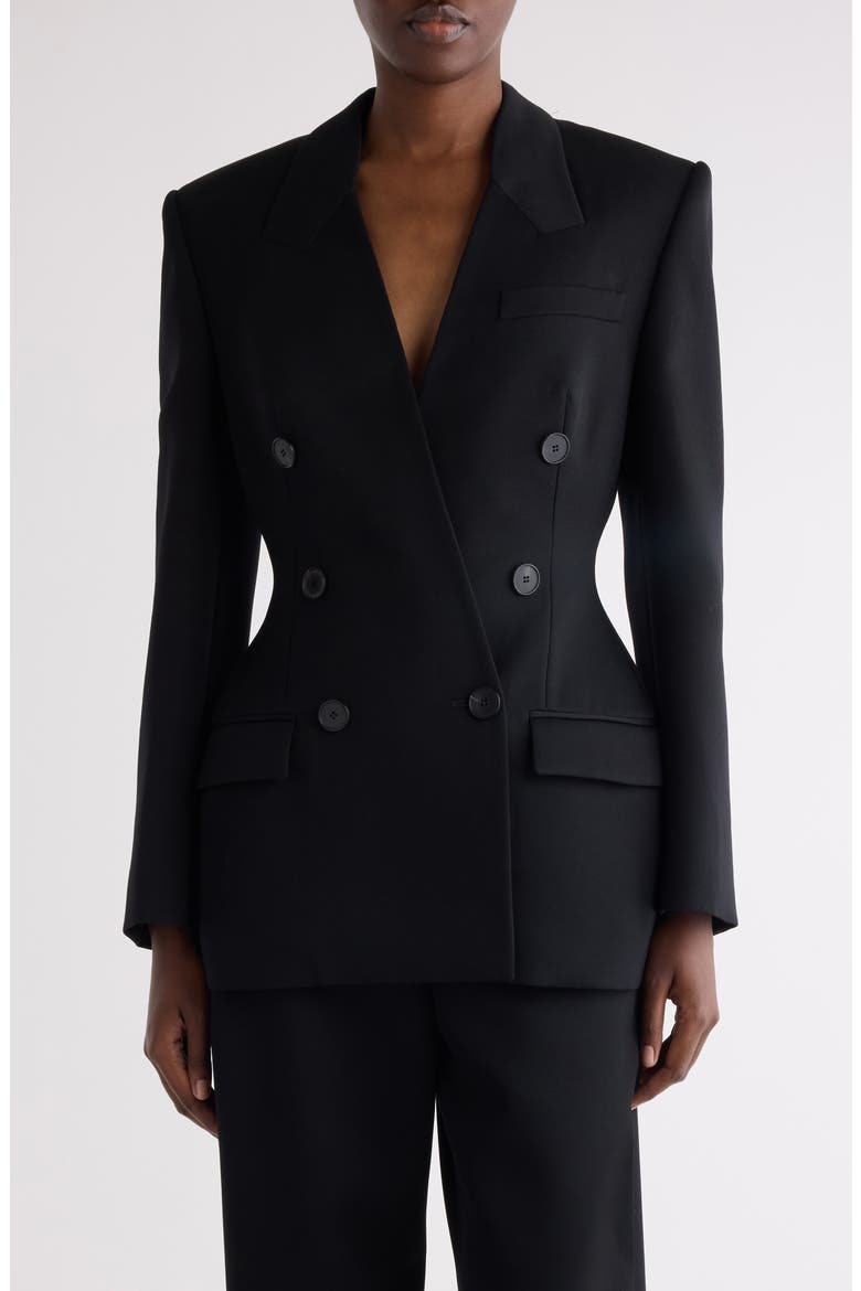 Double Breasted Wool Tuxedo Jacket, Main, color, BLACK