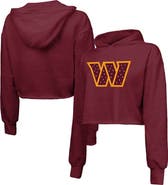 Majestic Threads Women's Majestic Threads Burgundy Washington Commanders Bling Tri-Blend Cropped Pullover Hoodie