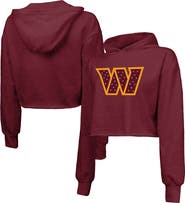 Majestic Threads Women's Majestic Threads Burgundy Washington Commanders Bling Tri-Blend Cropped Pullover Hoodie