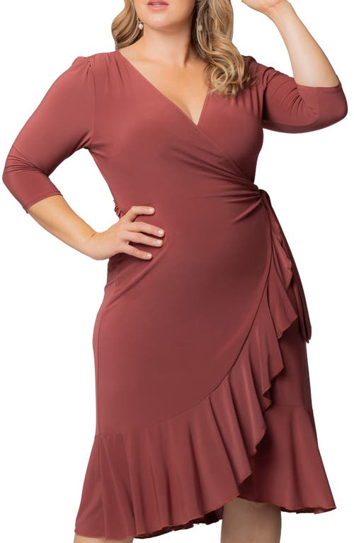 Kiyonna Whimsy Wrap Dress In Burgundy