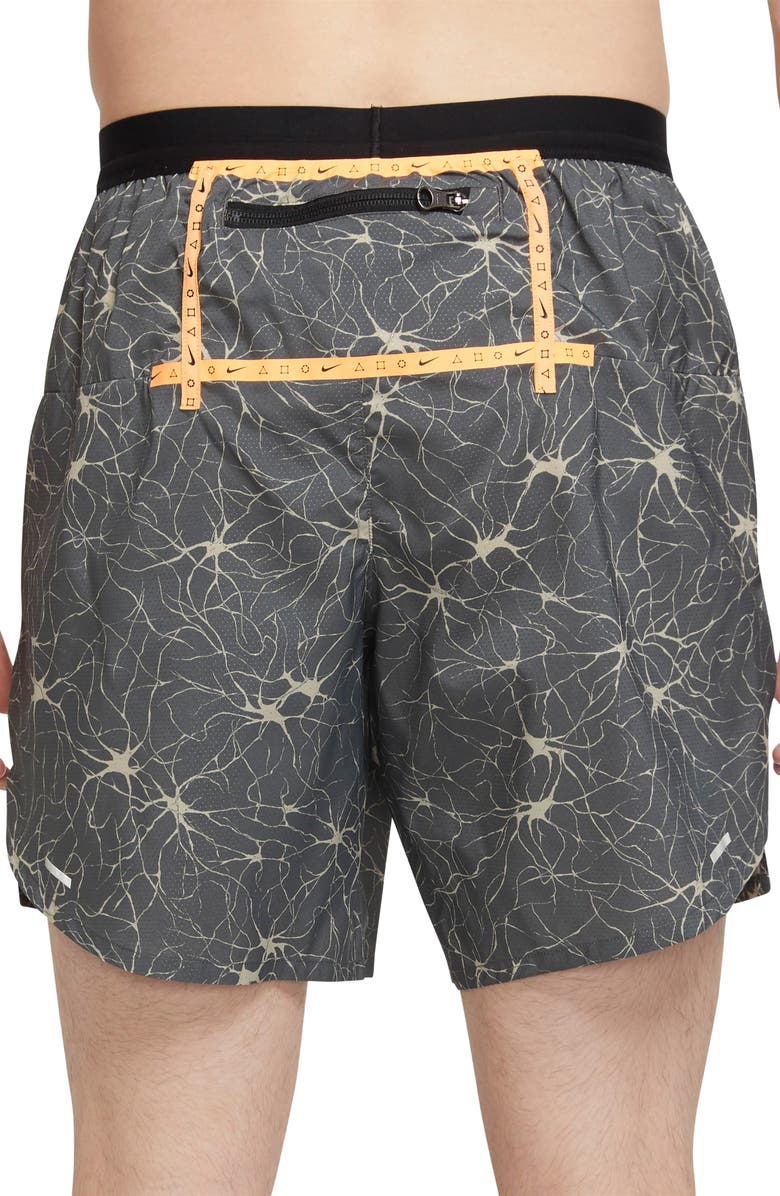 Nike Stride Water Repellent Mesh Running Shorts, Alternate, color, Iron Grey/ Peach Cream