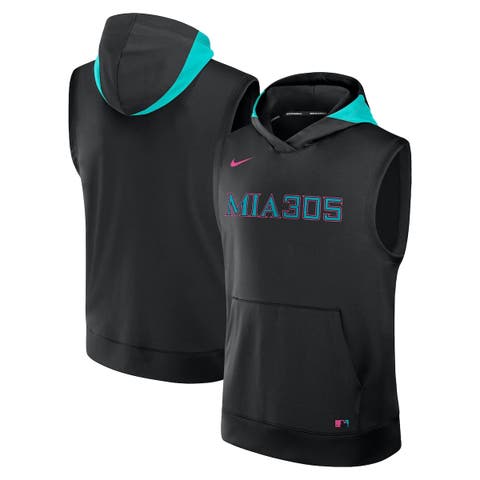 Men's Nike Black Miami Marlins 2025 City Connect Authentic Collection Sleeveless Performance Pullover Hoodie