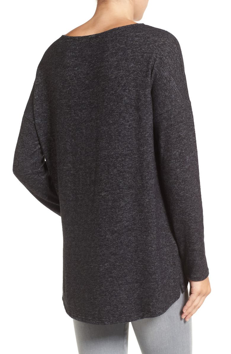GIBSONLOOK Gibson Cozy Ballet Neck High/Low Pullover, Alternate, color, Heather Black