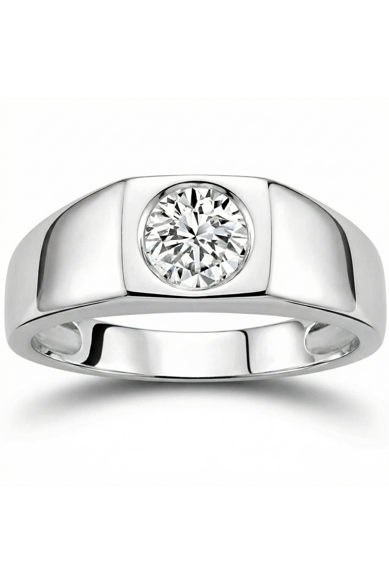 1 Ct Solitaire Lab Grown Men's Diamond Wedding Ring in 10k Gold, Main, color, 10k White Gold