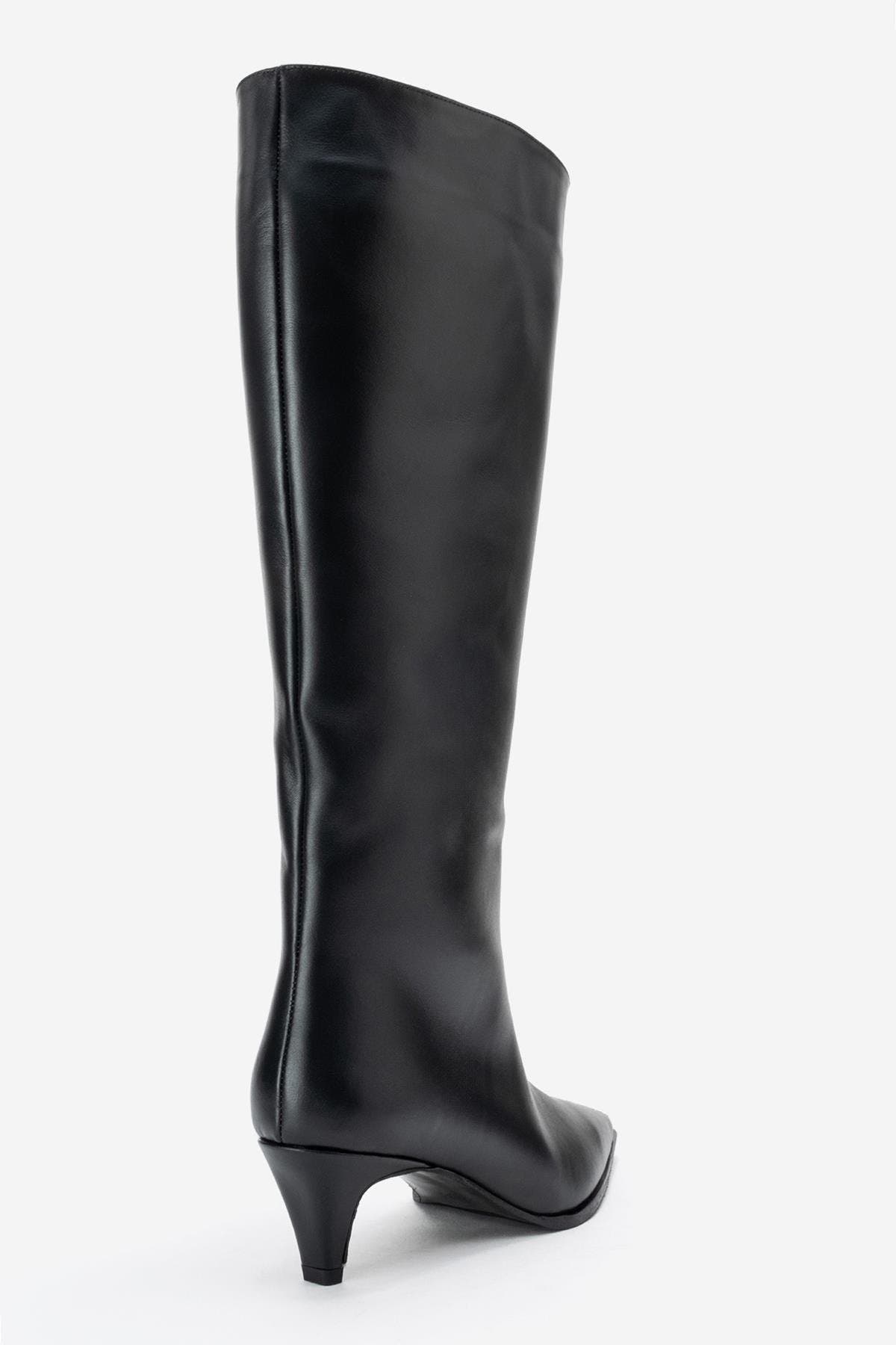 Forever & Always Shoes Siora Leather Knee High Boot, Alternate, color, Black Leather