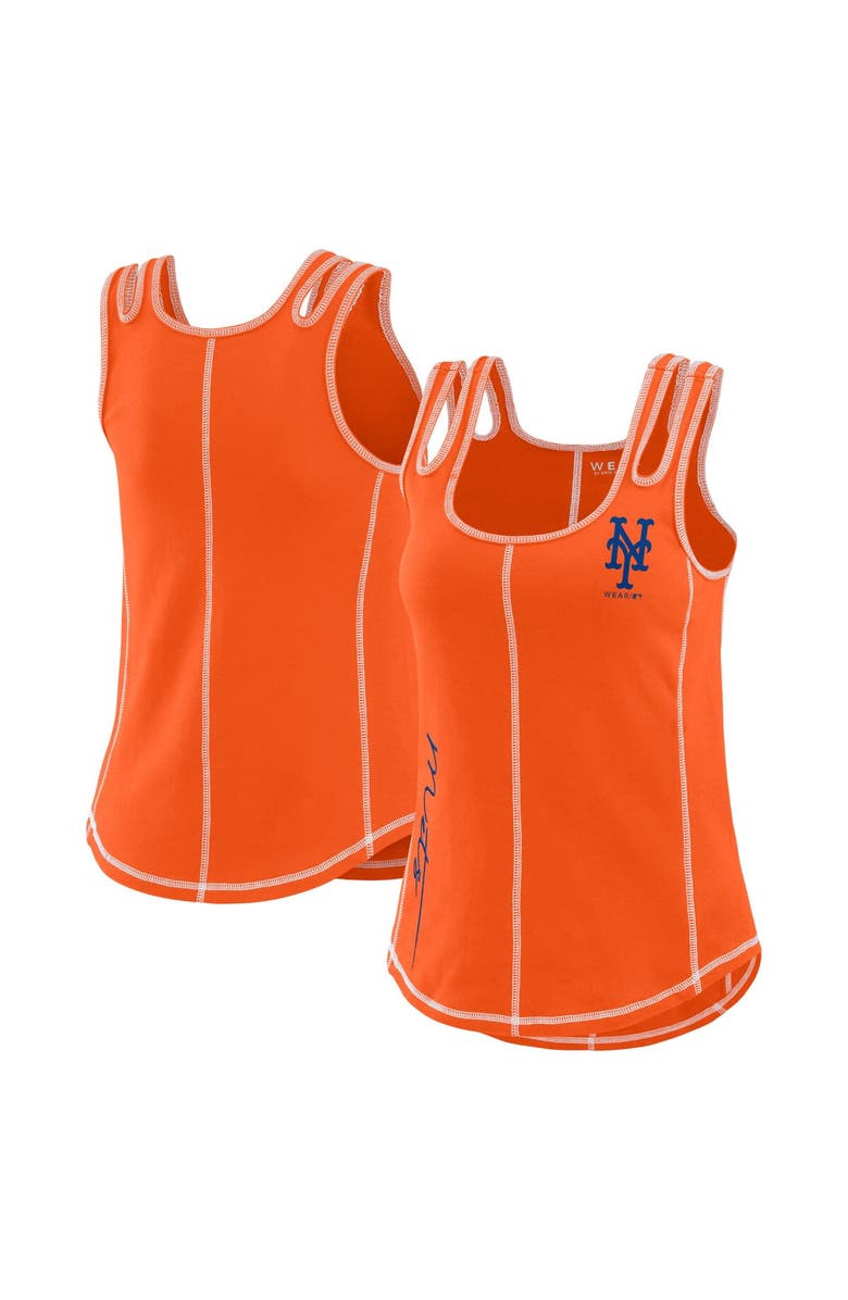 WEAR by Erin Andrews Women's WEAR by Erin Andrews Orange New York Mets Contrast Stitch Tank Top, Alternate, color, 