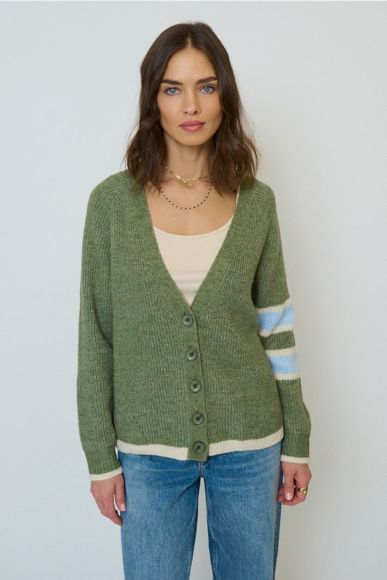 Marley Varsity Cardigan, Main, color, GREEN