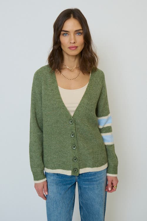 Central Park West Marley Varsity Cardigan In Green