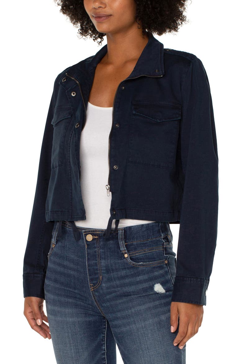 Crop Stretch Twill Utility Jacket, Alternate, color, FEDERAL NAVY