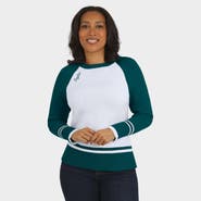 WEAR by Erin Andrews Women's WEAR by Erin Andrews White/Midnight Green Philadelphia Eagles Colorblock Raglan Sweater
