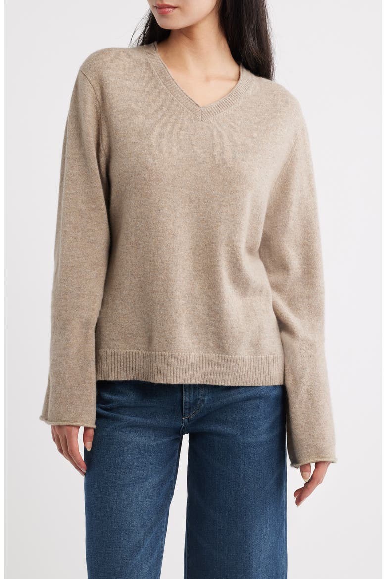 V-Neck Cashmere Top, Main, color, STONE