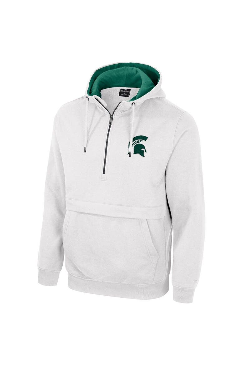 Men's Colosseum White Michigan State Spartans Half-Zip Hoodie, Alternate, color, White