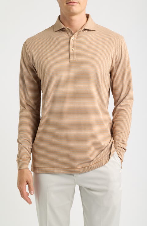Lyons Stripe Summer Comfort Long Sleeve Performance Jersey Polo