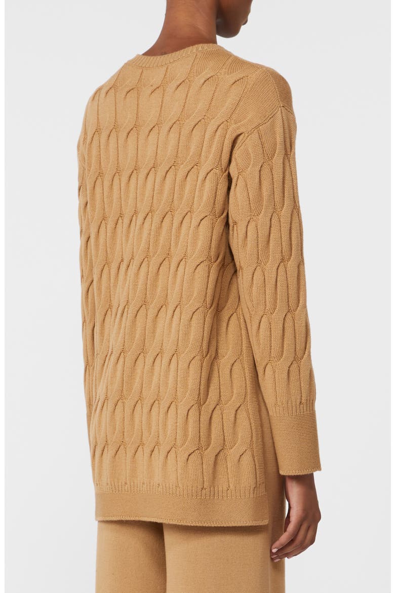 Quid Cable Stitch Virgin Wool Sweater, Alternate, color, CAMEL