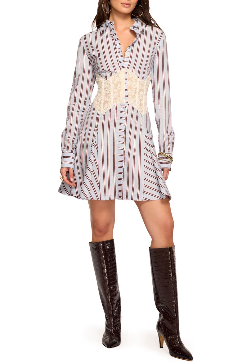 Wren Lace Bodice Shirtdress, Main, color, BLUE STRIPE