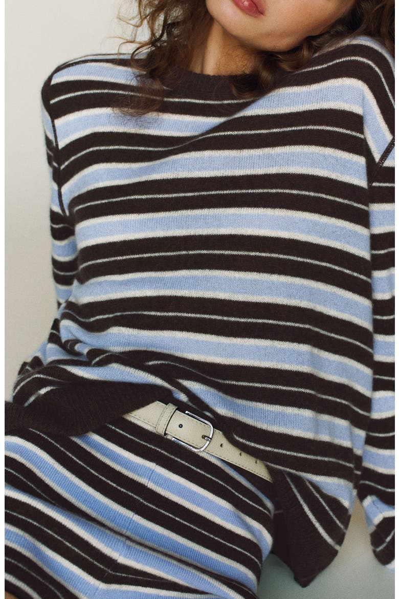 Cashmere Blend Sweater, Alternate, color, ICE WATER MULTI STRIPE