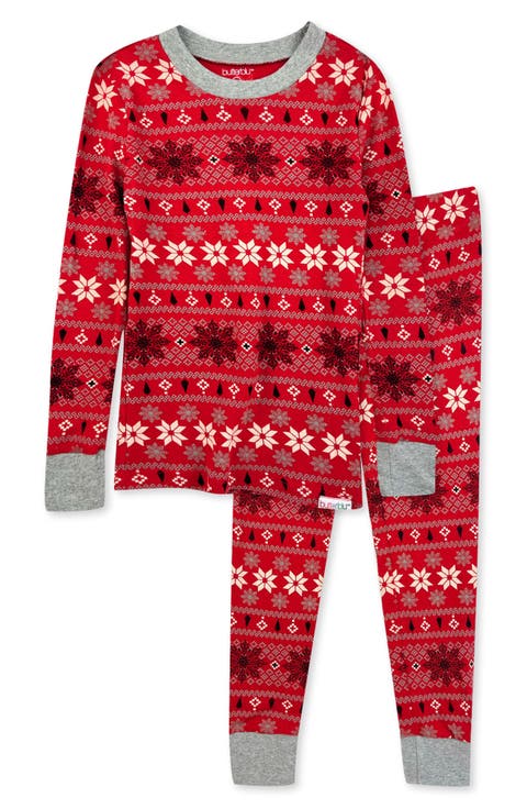 Kids' Zen Print Fitted Organic Cotton Two-Piece Pajamas