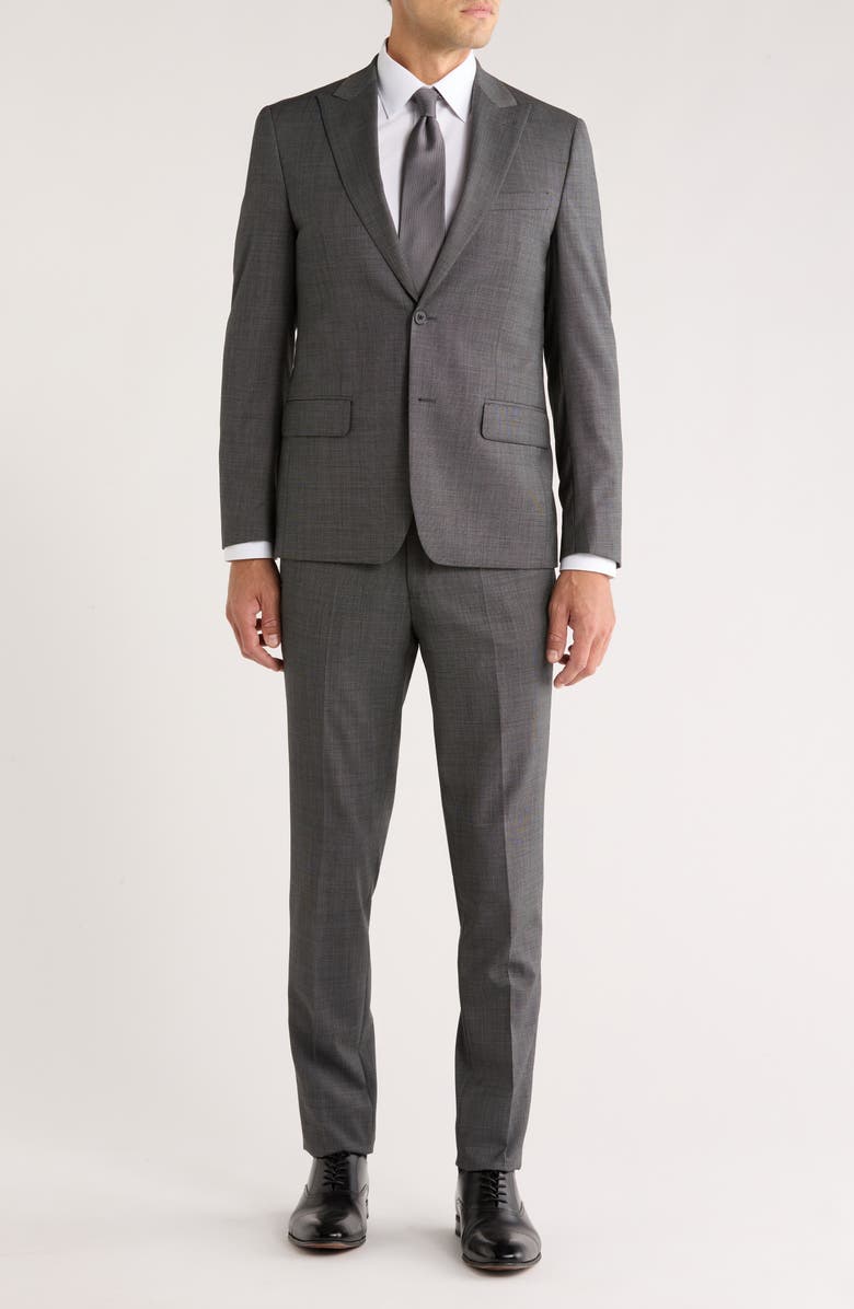 Calvin Klein Grey Mini Grid Slim Fit Suit, Main, color, Grey Neat
