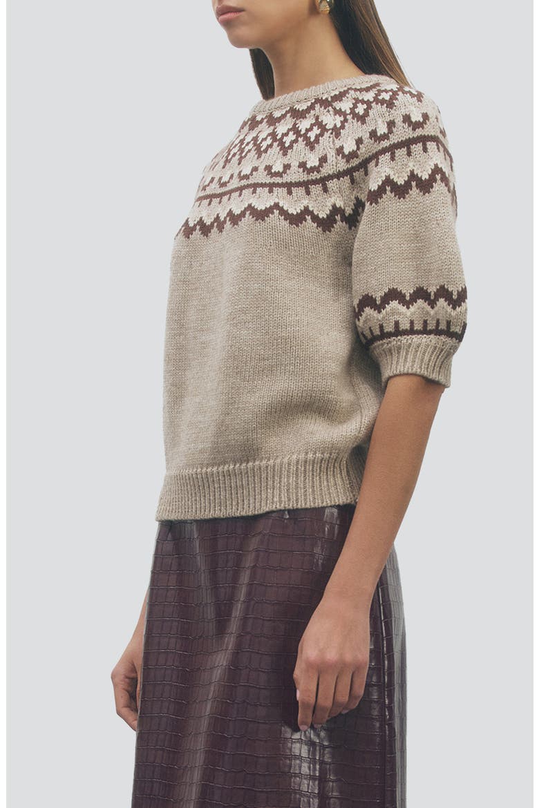 Clayton Fair Isle Puff Sleeve Sweater, Alternate, color, OATMEAL MULTI
