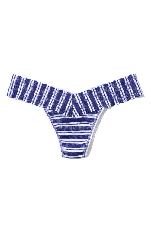 Hanky Panky Printed Signature Lace Original Rise Thong In Aligned Blue