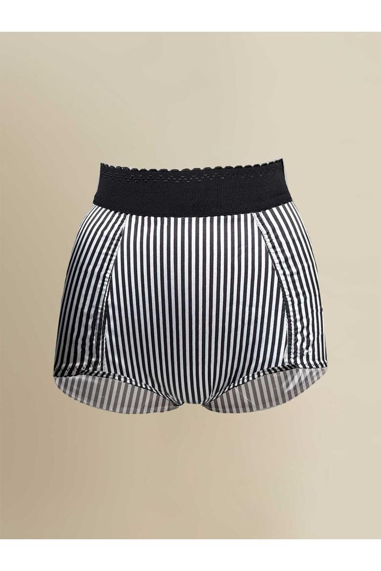 Seraphim Striped Satin High-Waist Knickers, Main, color, Black-white